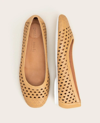 Gentle Souls Eugene Travel Packable Woven Ballet Flat In Tan