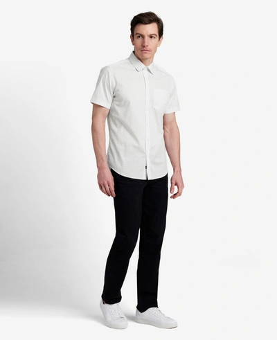 Kenneth Cole Printed Short Sleeve Pocket Button-down Shirt In White