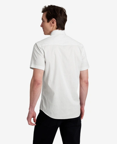 Kenneth Cole Printed Short Sleeve Pocket Button-down Shirt In White