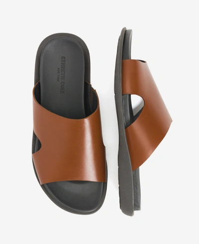 Kenneth Cole Sand-y Beach Leather Slide Sandal In Cognac
