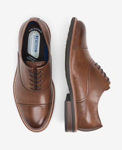 Reaction Kenneth Cole Klay Cap Toe Oxford Shoe With Flex In Cognac