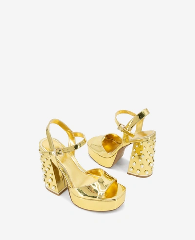 Shop Kenneth Cole Dolly Ankle Strap Platform Heeled Sandal In Gold