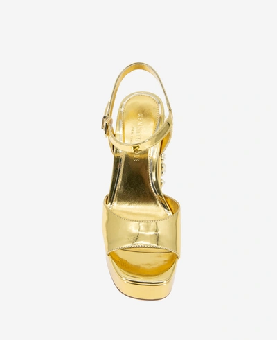 Shop Kenneth Cole Dolly Ankle Strap Platform Heeled Sandal In Gold