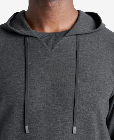 Kenneth Cole Pullover Knit Hoodie Sweater In Heather Grey