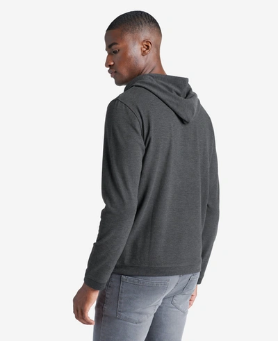 Shop Kenneth Cole Pullover Knit Hoodie Sweater In Heather Grey