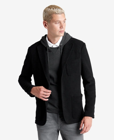 Kenneth Cole Men's Textured Triple-patch Pocket Stretch Blazer In Black