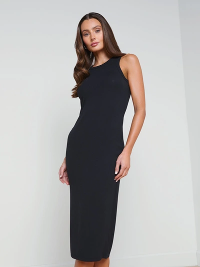 Shop L Agence Nura Sleeveless Midi Dress In Black