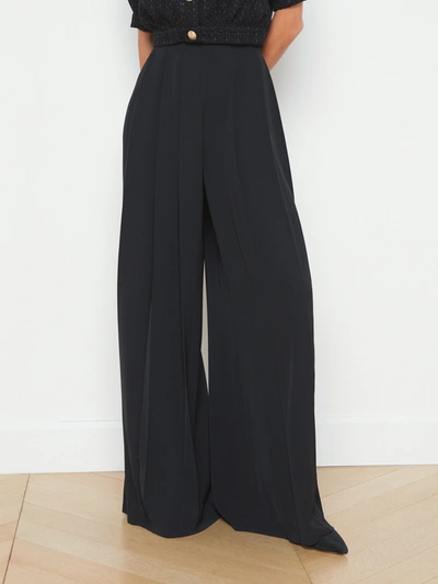 Shop L Agence Nova Pleated Wide-leg Pant In Black