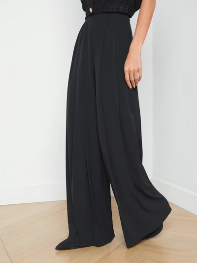 Shop L Agence Nova Pleated Wide-leg Pant In Black