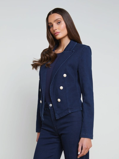 Shop L Agence Wayne Denim Blazer In Palomino