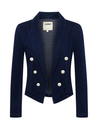 Shop L Agence Wayne Denim Blazer In Palomino