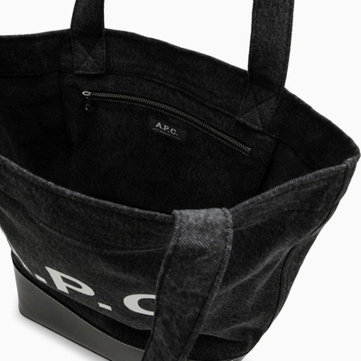 Shop Apc A.p.c. Medium Axel Black Cotton Tote Bag With Logo Men