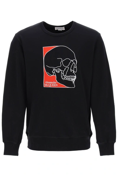 Shop Alexander Mcqueen Crew-neck Sweatshirt With Skull Embroidery Men In Black