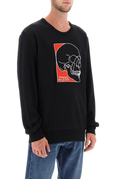 Shop Alexander Mcqueen Crew-neck Sweatshirt With Skull Embroidery Men In Black