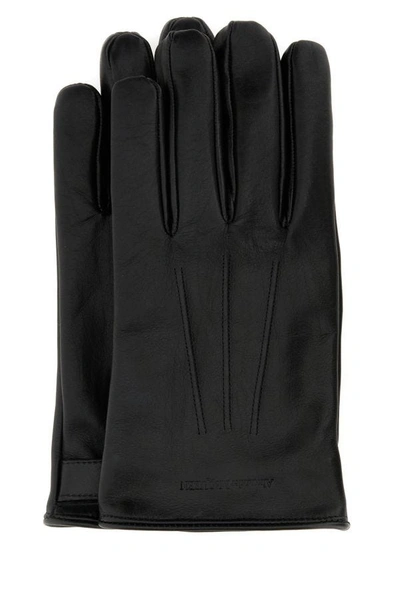 Shop Alexander Mcqueen Man Black Leather Gloves