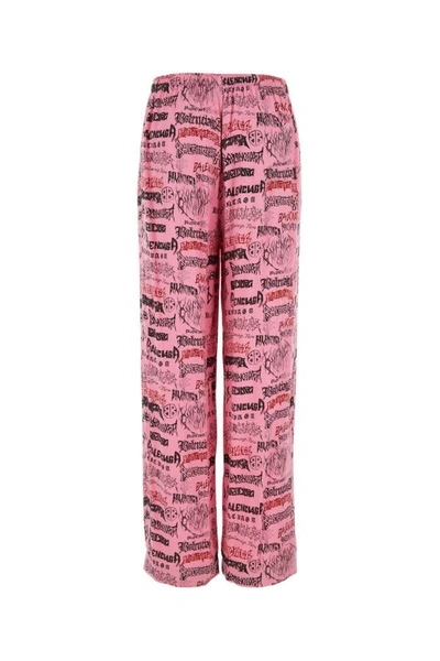 Shop Balenciaga Man Printed Viscose Wide-leg Pant In Multicolor