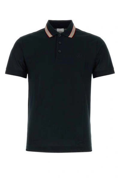 Shop Burberry Man Black Piquet Polo Shirt