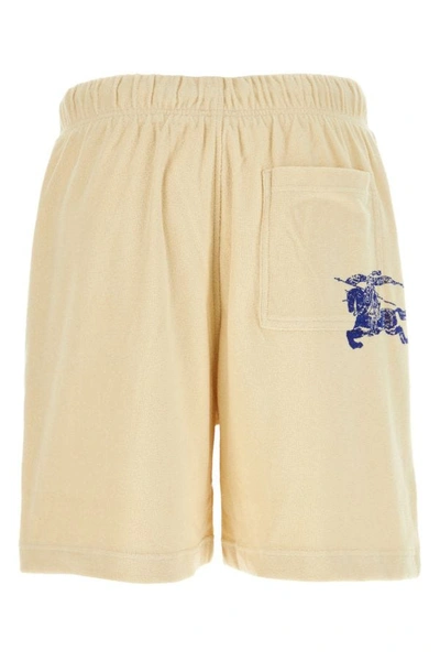 Shop Burberry Man Cream Terry Fabric Bermuda Shorts In Yellow