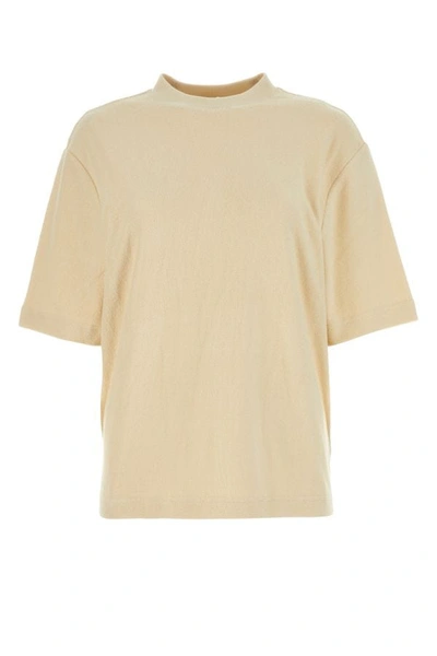 Shop Burberry Woman Cream Terry Fabric Oversize T-shirt In Yellow