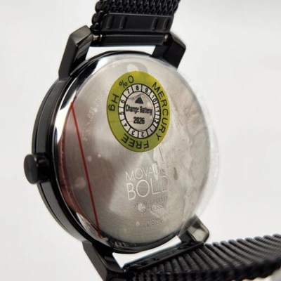 Pre-owned Movado Bold Ladies 34mm Black Watch Mesh Bracelet 3600923
