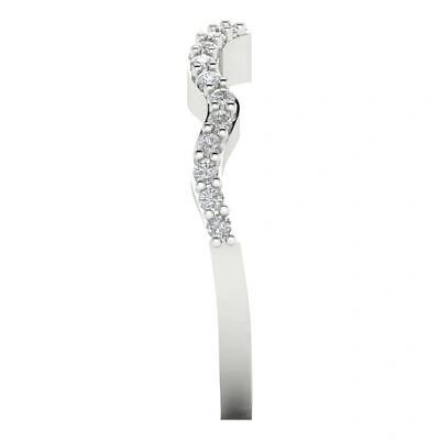 Pre-owned Pucci 0.30 Ct Round Simulated Wavy Curved Scalloped Stacking Band 14k White Solid Gold In White/colorless