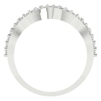 Pre-owned Pucci 0.30 Ct Round Simulated Wavy Curved Scalloped Stacking Band 14k White Solid Gold In White/colorless