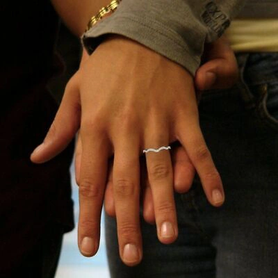 Pre-owned Pucci 0.30 Ct Round Simulated Wavy Curved Scalloped Stacking Band 14k White Solid Gold In White/colorless