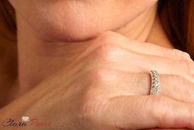 Pre-owned Pucci 2.5ct Round Cut Eternity Bridal Wedding Simulated Band Solid 14k Yellow Gold