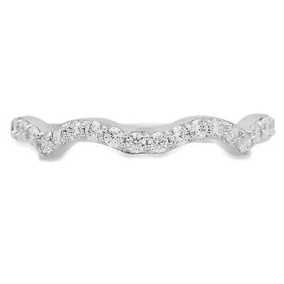 Pre-owned Pucci 0.30 Ct Round Simulated Wavy Curved Scalloped Stacking Band 14k White Solid Gold In White/colorless