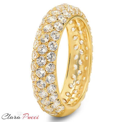 Pre-owned Pucci 2.5ct Round Cut Eternity Bridal Wedding Simulated Band Solid 14k Yellow Gold