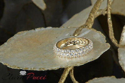 Pre-owned Pucci 2.5ct Round Cut Eternity Bridal Wedding Simulated Band Solid 14k Yellow Gold