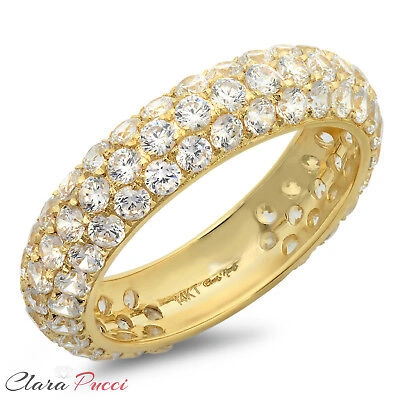 Pre-owned Pucci 2.5ct Round Cut Eternity Bridal Wedding Simulated Band Solid 14k Yellow Gold
