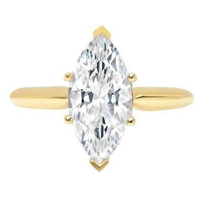 Pre-owned Pucci 2.6ct Marquise Cut Wedding Simulated Engagement Anniversary Ring 14k Yellow Gold