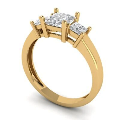 Pre-owned Pucci 1.05ct 3 Stone Princess Anniversary Simulated Engagement Ring 14k Yellow Gold