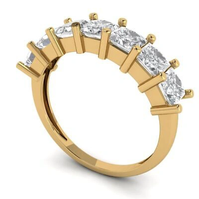 Pre-owned Pucci 1.85ct Princess Cut Eternity Wedding Simulated Engagement Band 14k Yellow Gold