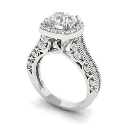 Pre-owned Pucci 2.05ct Round Cut Halo Simulated Engagement Anniversary Ring 14k White Solid Gold In White/colorless