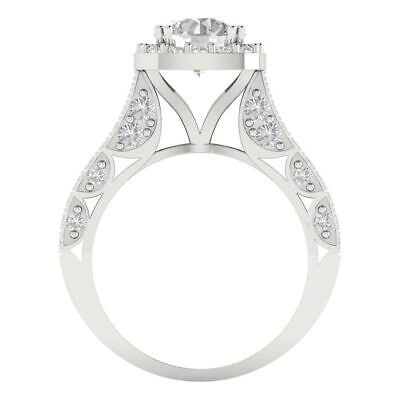 Pre-owned Pucci 2.05ct Round Cut Halo Simulated Engagement Anniversary Ring 14k White Solid Gold In White/colorless