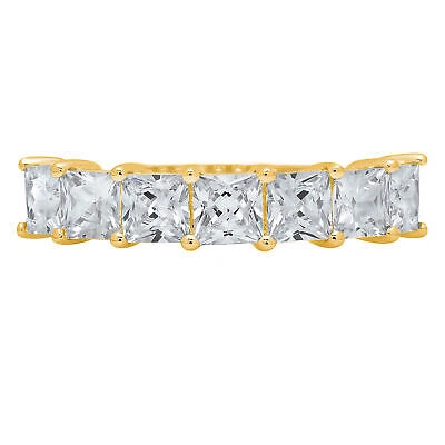 Pre-owned Pucci 1.85ct Princess Cut Eternity Wedding Simulated Engagement Band 14k Yellow Gold