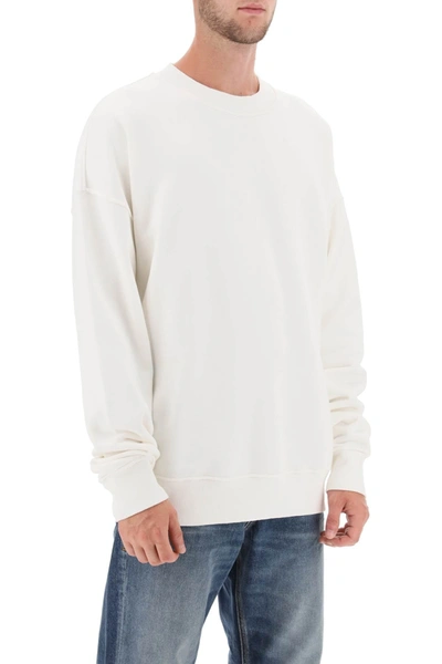 Shop Diesel 's-strapoval' Sweatshirt With Back Destroyed-effect Logo Men In White