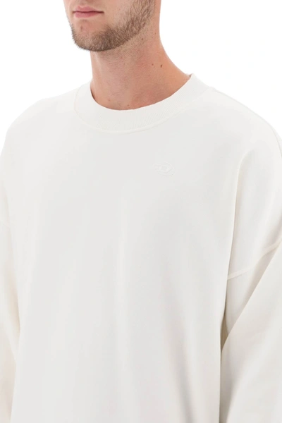 Shop Diesel 's-strapoval' Sweatshirt With Back Destroyed-effect Logo Men In White