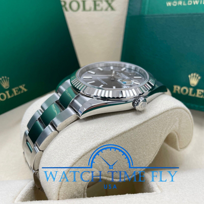 Pre-owned Rolex Datejust 41mm 126334 Fluted Bezel Rhodium Index Dial Oyster Bracelet Steel