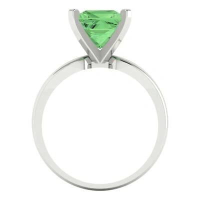 Pre-owned Pucci 2.5 Ct Princess Cut Simulated Green Stone Wedding Promise Ring 14k White Gold