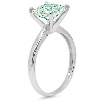 Pre-owned Pucci 2.5 Ct Princess Cut Simulated Green Stone Wedding Promise Ring 14k White Gold