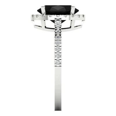 Pre-owned Pucci 2.86 Oval Halo Natural Onyx Classic Bridal Statement Ring Solid 14k White Gold