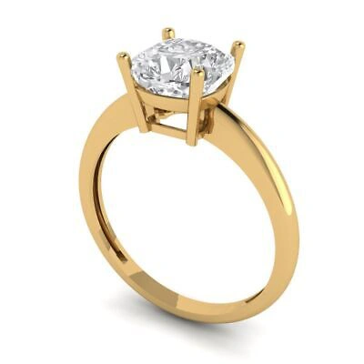 Pre-owned Pucci 1.8ct Cushion Cut Simulated Solitaire Statement Promise Ring 14k Yellow Gold In D