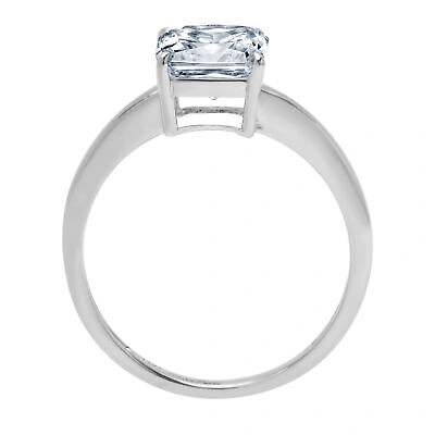 Pre-owned Pucci 2 Asscher Designer Statement Bridal Natural Aquamarine Ring Real 14k White Gold