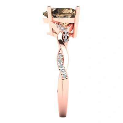 Pre-owned Pucci 2.19 Heart Cut Twisted Halo Simulated Champagne Promise Ring 14k Rose Solid Gold In Pink