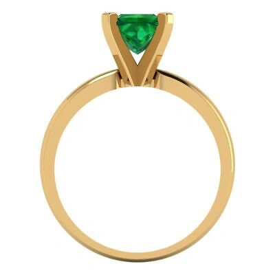 Pre-owned Pucci 1.0 Ct Princess Cut Simulated Emerald Stone Bridal Promise Ring 14k Yellow Gold