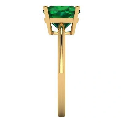 Pre-owned Pucci 2.5ct Cushion Cut Simulated Emerald Stone Wedding Promise Ring 14k Yellow Gold