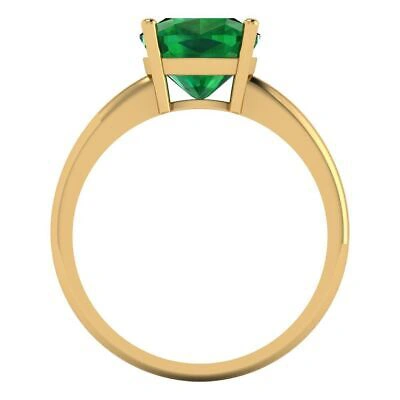 Pre-owned Pucci 2.5ct Cushion Cut Simulated Emerald Stone Wedding Promise Ring 14k Yellow Gold